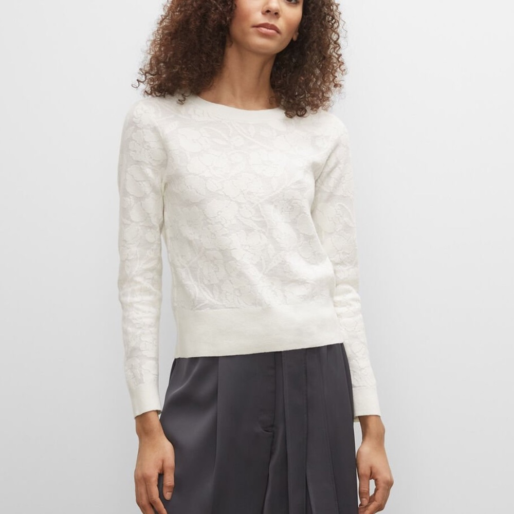 Floral Jacquard Sweater - Brand New - NEVER WORN - White